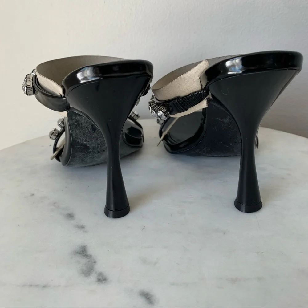 NWT NINE WEST Women's Aria Heeled Dress Sandals Black jewel heels Size 5